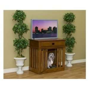    Entertainment Center Dog Crate With Drawer Maple