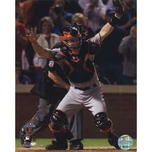 Buster Posey Celebrates Winning Game Five of the 2010 World Series by 