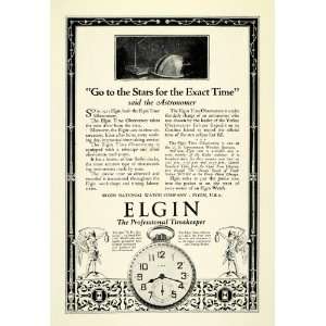  1924 Ad Antique Elgin Pocket Watch Astronomy Time 