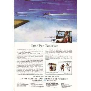 1944 WWII Ad Union Carbide They Fly Together Pilot and Oxygen Original 