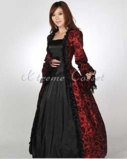 Victorian Vintage Medieval Evening Dress Gothic Tops Ball Gown Prom 4 