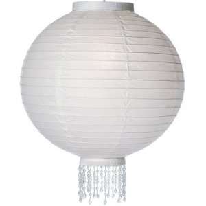  White 18 Inch Round Bejeweled Wedding Paper Lantern