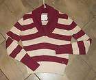 425 American Eagle berry Stripe Roll Collar Sweater XL