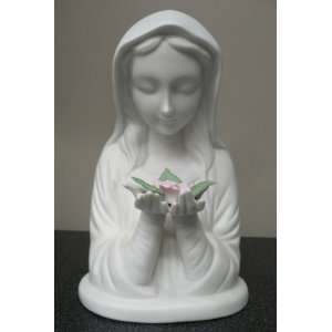  White Madonna with Rose Nightlight with Cord