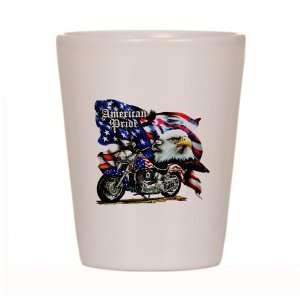  Shot Glass White of American Pride US Flag Motorcycle and 
