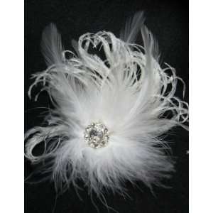  Bright White Ostrich Feather Hair Clip and Pin Beauty