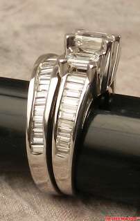   Baguette Cut Diamonds 14K White Gold Wedding Set Ring Band .43g  