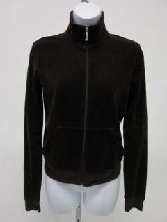 JUICY COUTURE Brown Velour Zip Up Collared Sweater Sz M  