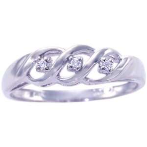  14K White Gold Wave Trio Diamond Ring Diamond, size8 