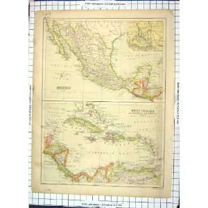  Antique Map Mexico Cuba West Indies Leeward America San 