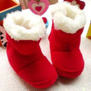   Baby Christmas Red Fur Trim Winter Boots 6 24 mths US size 4, 5  
