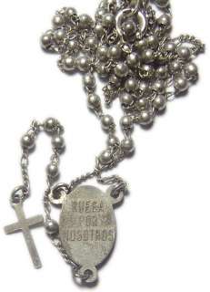 VINTAGE METAL PLATED HOLY ROSARY NECKLACE  