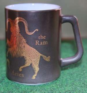 Federal Glass Zodiac ARIES Coffee Mug HEAT PROOF Black  