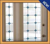   BLUE Stained Glass Privacy Window Film White Static Cling Door Films