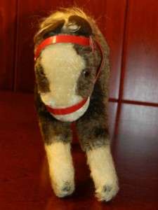 Steiff Horse Pony Brown White Plush Stuffed Animal Halter Toy Vintage 