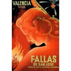  1950 VALENCIA FALLAS SAN JOSE GIRL FIRE EUROPE TRAVEL 