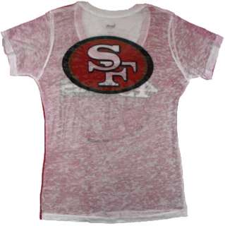 49ers SF Football Sheer Burnout Tee Shirt Womens Small  