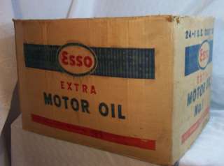 VINTAGE RARE OLD ESSO MOTOR OIL CAN BOX 4UR COLLECTION  