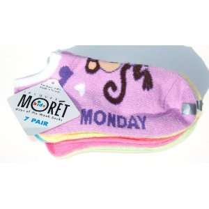  Kids Girl Children Monkey Socks 7 Pair Days Of The Week Socks Monday 