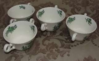 ANTIQUE ENGLISH SPODE CHINA GREEN BASKET TWO HANDLE CUP  