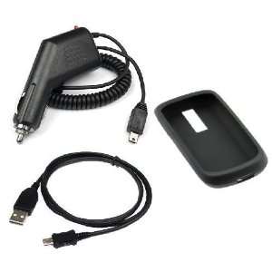  Rapid Car Charger + USB Cable + Black Silicone Case for 