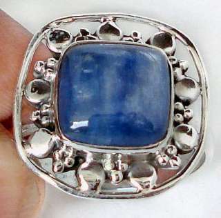 size 8 1/2 BLUE KYANITE CUSHION 925 STERLING SILVER SOLITAIRE ARTISAN 