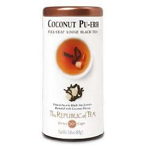 Republic of Tea Coconut Pu Erh (3.0oz Full Leaf LOOSE Black Tea
