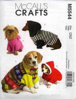   Pattern M5544 DOG coats pullovers hood 5544 023795537254  