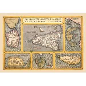 Maps of Italian Islands   12x18 Framed Print in Gold Frame (17x23 