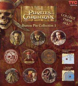 PIRATES OF THE CARIBBEAN BUTTON PIN COLLECTION YOU PICK  