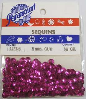 Sequins Loose Fuschia Round Cup 5mm Approx. 1600 pieces  