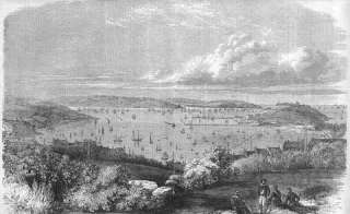 Cornwall. FALMOUTH HARBOUR. Old Vintage Print.1863  