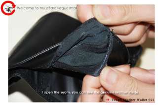 New Tough Punk Leather Black Mens TriFold Wallet 621  