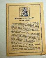 VINTAGE PRAYER CARD HIS HOLINESS POPE PIUS XII  
