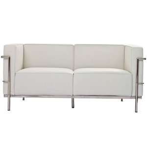 Le Corbusier Style LC3 Loveseat in Genuine White Leather 