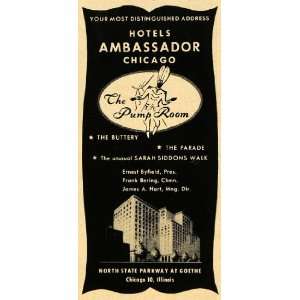  1950 Ad Hotels Ambassador Chicago Pump Room Lodging 