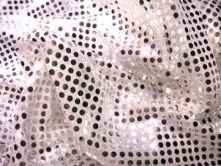 G01 Shiny Silver Sequin White Fabric Fashion by Yard  