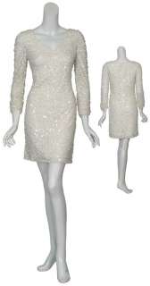 AIDAN MATTOX Angelic White Sequins Party Dress 2 NEW  