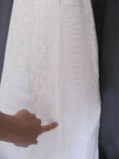 Vtg 70s Bridal White Lace Cotton Wedding Party Long Maxi Peasant Boho 