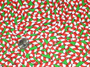 STACKED~CANDY CANE RED/WHITE~ON GREEN~COTTON FABRIC  