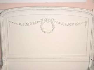Shabby Cottage Chic White French Style Twin Bed Frame Rose Wreath 