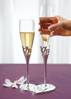 Personalized / Engraved Wedding Bride And Groom Champagne Toasting 