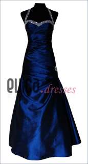 Navy blue evening prom dress ball cruise gown uk8 22  