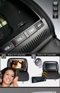 DW 1 PCS 9 CAR LCD PILLOW HEADREST MONITOR DVD PLAYER USB FM BEIGE 