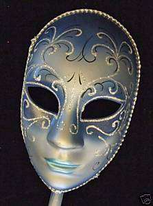 Venetian Mask Full Face Blue Masquerade Mardi Gras  