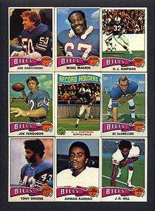1975 Topps Football Buffalo Bills TEAM SET O.J Simpson  