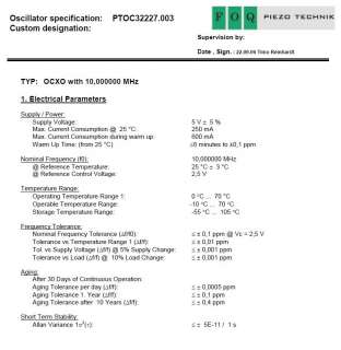 High Precision PIEZO PTOC32227 OCXO 10MHz  