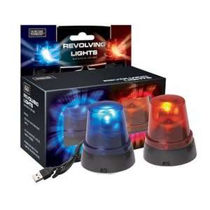 Flashing & Spinning Revolving USB Powered Police Lights   Blue & Red 