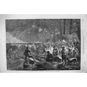 1861 WEATHER PARKS NIGHT SCENE SERPENTINE LONDON ENGLAND 