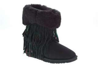 Koolaburra NEW Josephine Fringe Womens Winter Boots Black Suede 9 